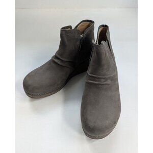New Dansko Carley Milled Grey Nubuck Leather Boots Size 39/8.5
